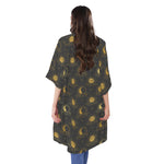 Vintage Celestial Pattern Print Open Front Beach Cover Up