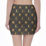 Vintage Celestial Pattern Print Pencil Mini Skirt