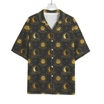 Vintage Celestial Pattern Print Rayon Hawaiian Shirt