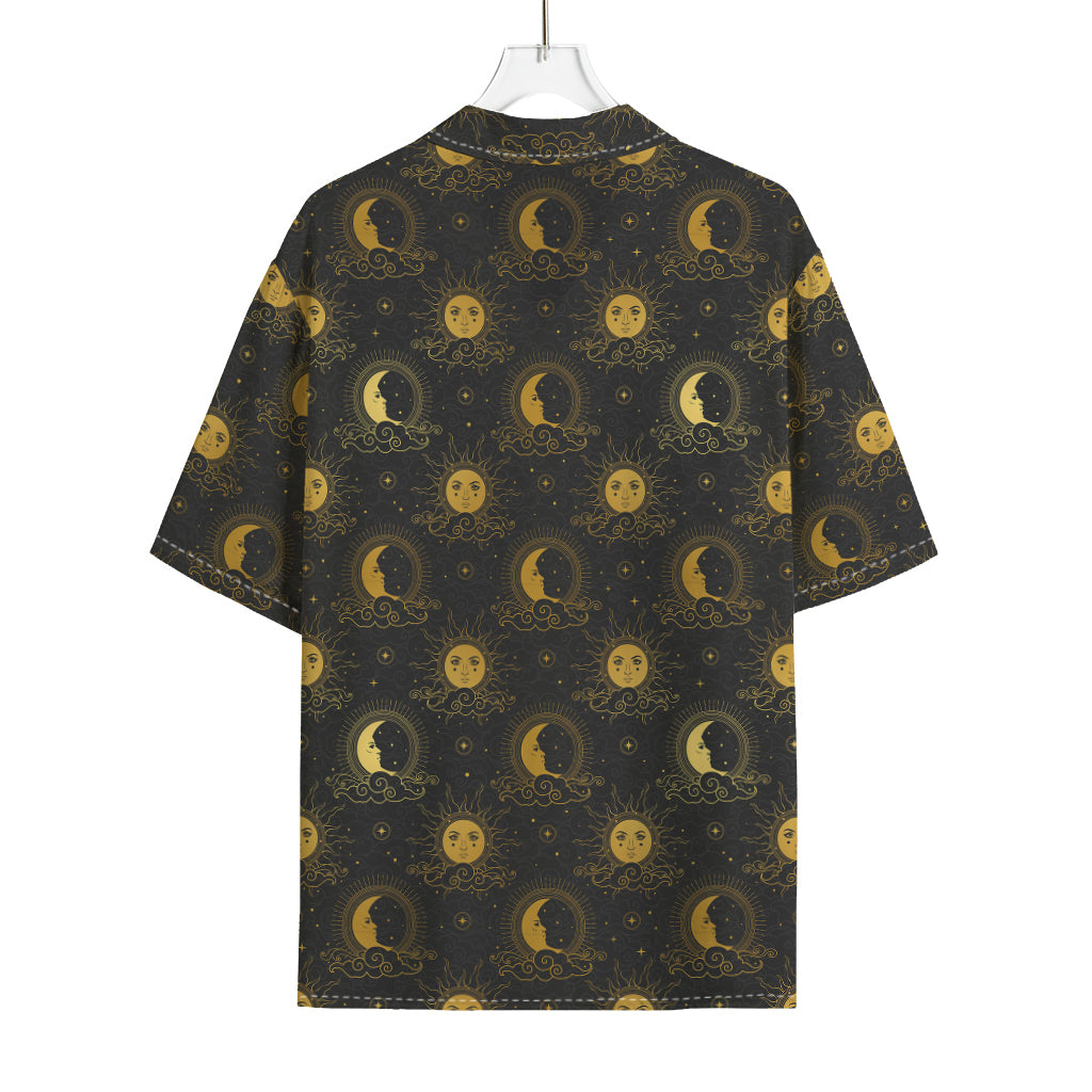 Vintage Celestial Pattern Print Rayon Hawaiian Shirt