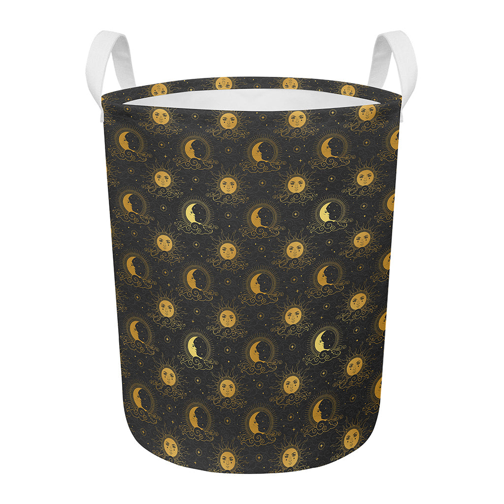 Vintage Celestial Pattern Print Round Laundry Basket