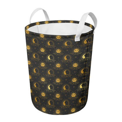 Vintage Celestial Pattern Print Round Laundry Basket