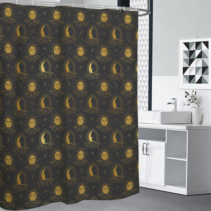 Vintage Celestial Pattern Print Shower Curtain