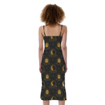 Vintage Celestial Pattern Print Slim Fit Midi Cami Dress