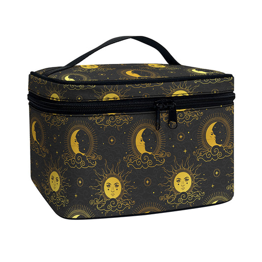 Vintage Celestial Pattern Print Travel Makeup Bag