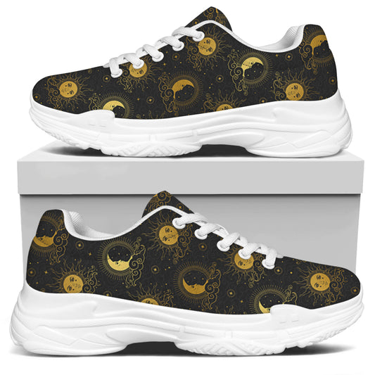 Vintage Celestial Pattern Print White Chunky Shoes