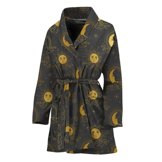 Vintage Celestial Pattern Print Women's Bathrobe