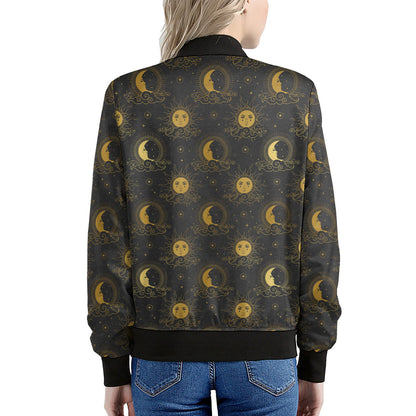 Vintage Celestial Pattern Print Women's Bomber Jacket