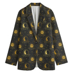 Vintage Celestial Pattern Print Women's Cotton Blazer