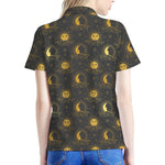 Vintage Celestial Pattern Print Women's Polo Shirt