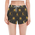 Vintage Celestial Pattern Print Women's Split Running Shorts