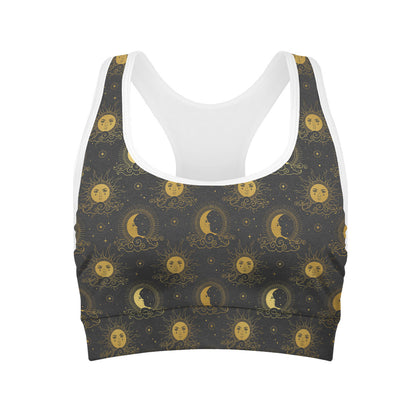 Vintage Celestial Pattern Print Women's Sports Bra