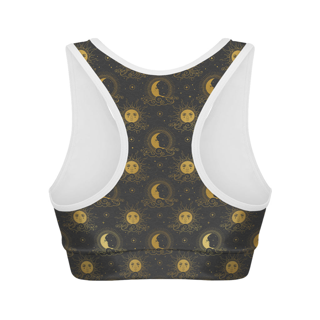 Vintage Celestial Pattern Print Women's Sports Bra