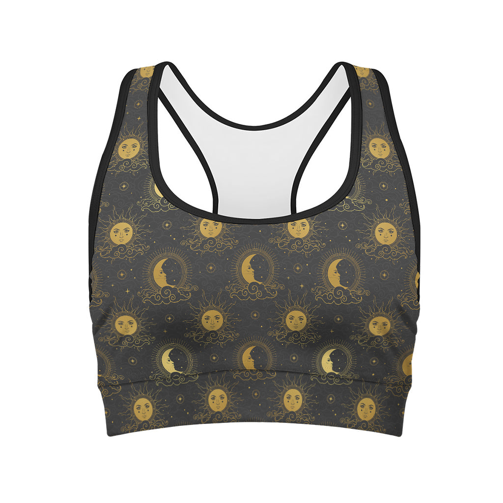 Vintage Celestial Pattern Print Women's Sports Bra