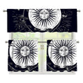 Vintage Celestial Sun Print 3 Piece Kitchen Curtains