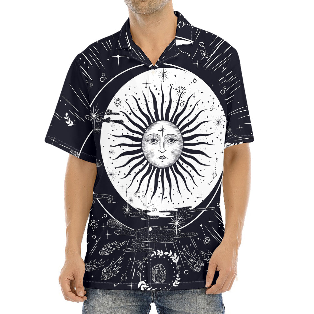 Vintage Celestial Sun Print Aloha Shirt