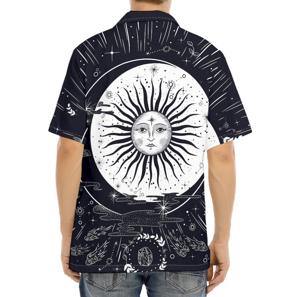 Vintage Celestial Sun Print Aloha Shirt