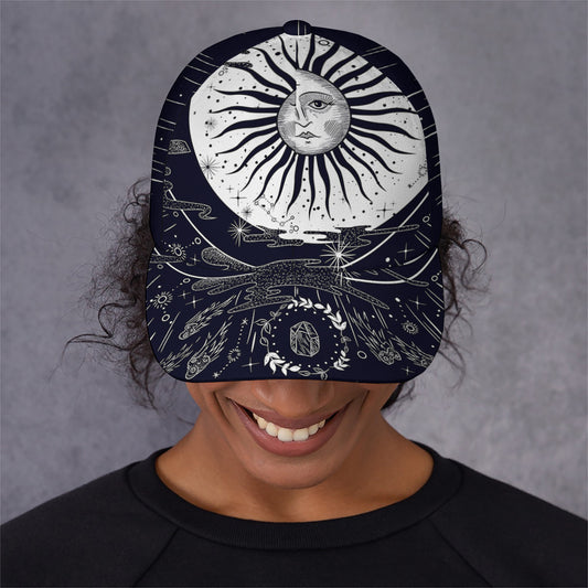 Vintage Celestial Sun Print Baseball Cap