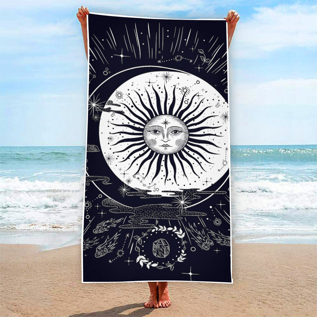 Vintage Celestial Sun Print Beach Towel