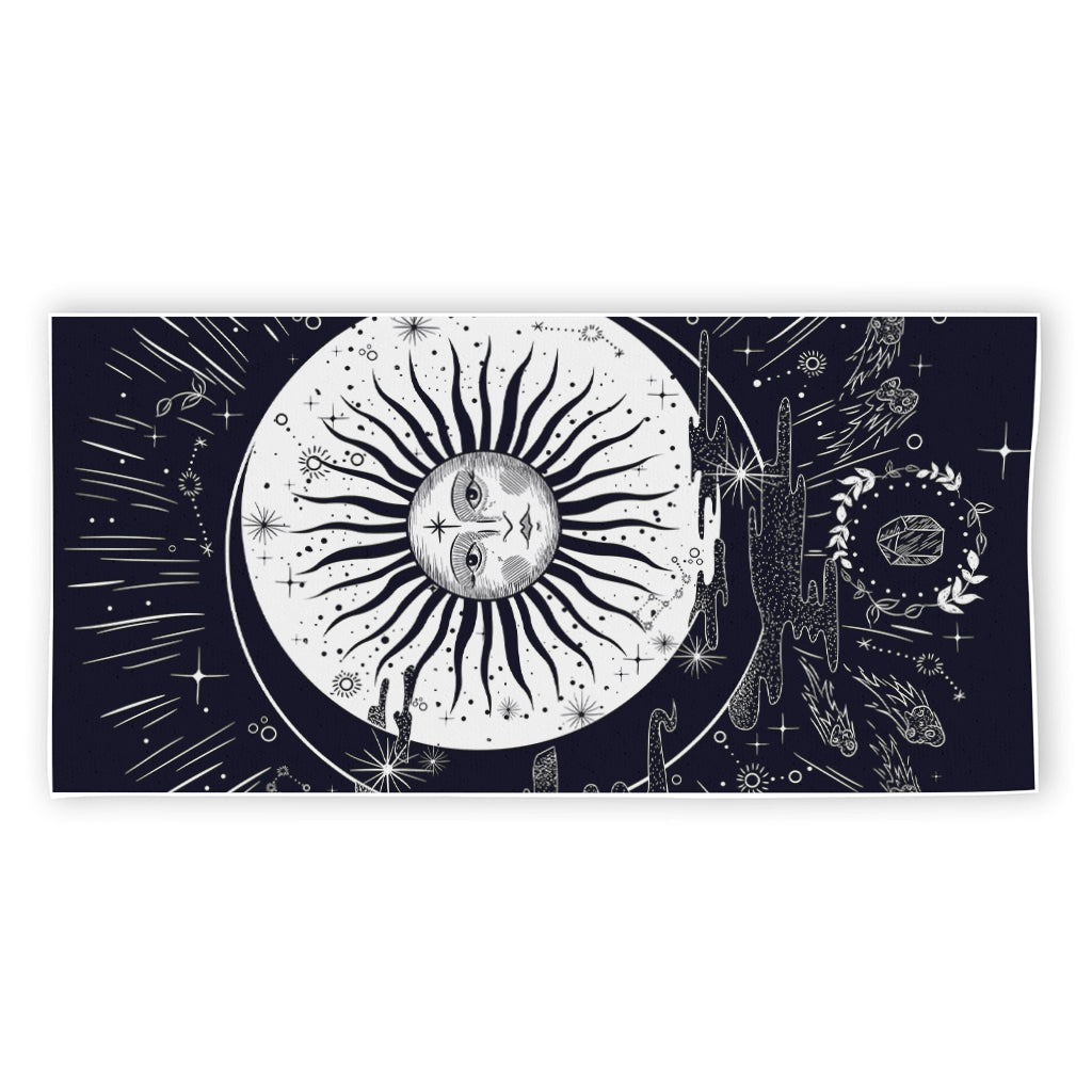 Vintage Celestial Sun Print Beach Towel