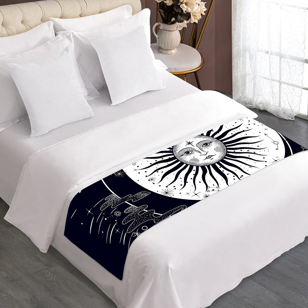 Vintage Celestial Sun Print Bed Runner