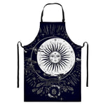 Vintage Celestial Sun Print Bib Apron With Pocket
