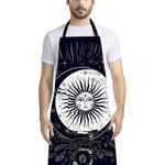 Vintage Celestial Sun Print Bib Apron With Pocket