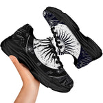 Vintage Celestial Sun Print Black Chunky Shoes