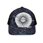 Vintage Celestial Sun Print Black Mesh Trucker Cap