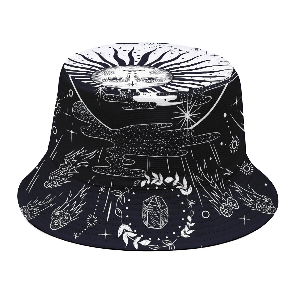 Vintage Celestial Sun Print Bucket Hat