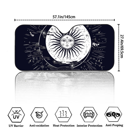 Vintage Celestial Sun Print Car Windshield Sun Shade