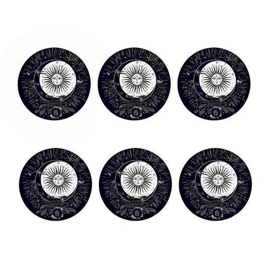 Vintage Celestial Sun Print Coaster Set