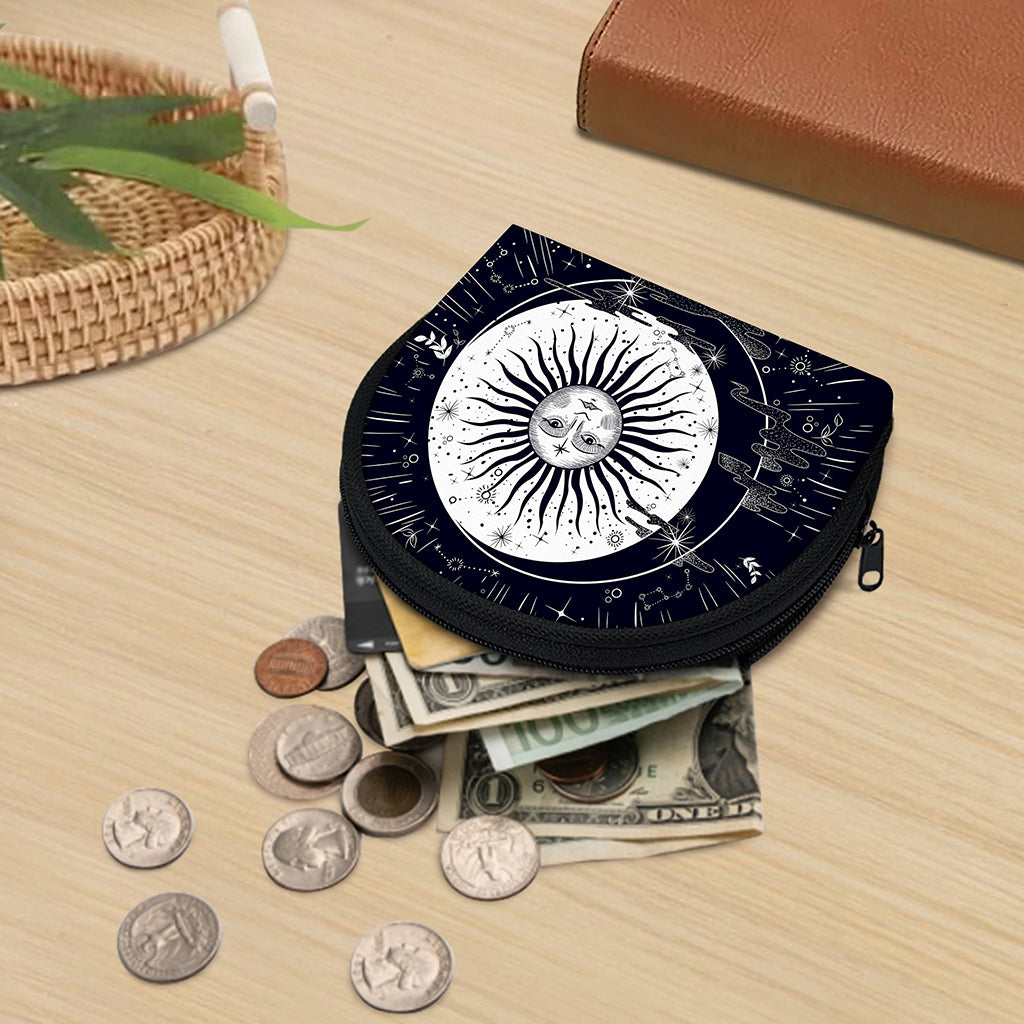 Vintage Celestial Sun Print Coin Purse