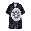 Vintage Celestial Sun Print Cotton Hawaiian Shirt