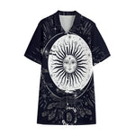 Vintage Celestial Sun Print Cotton Hawaiian Shirt