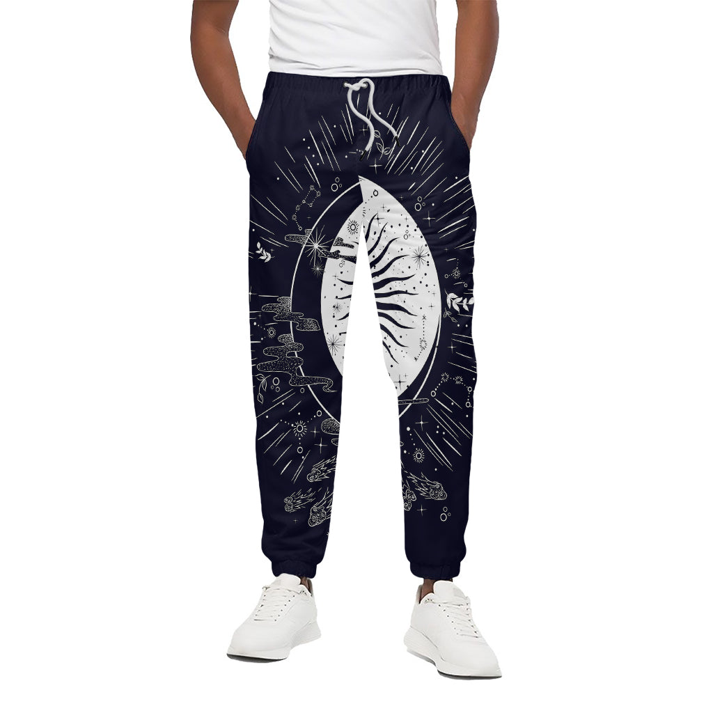 Vintage Celestial Sun Print Cotton Pants