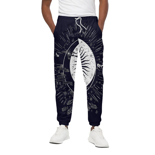 Vintage Celestial Sun Print Cotton Pants