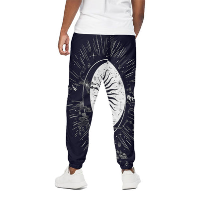 Vintage Celestial Sun Print Cotton Pants