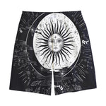 Vintage Celestial Sun Print Cotton Shorts