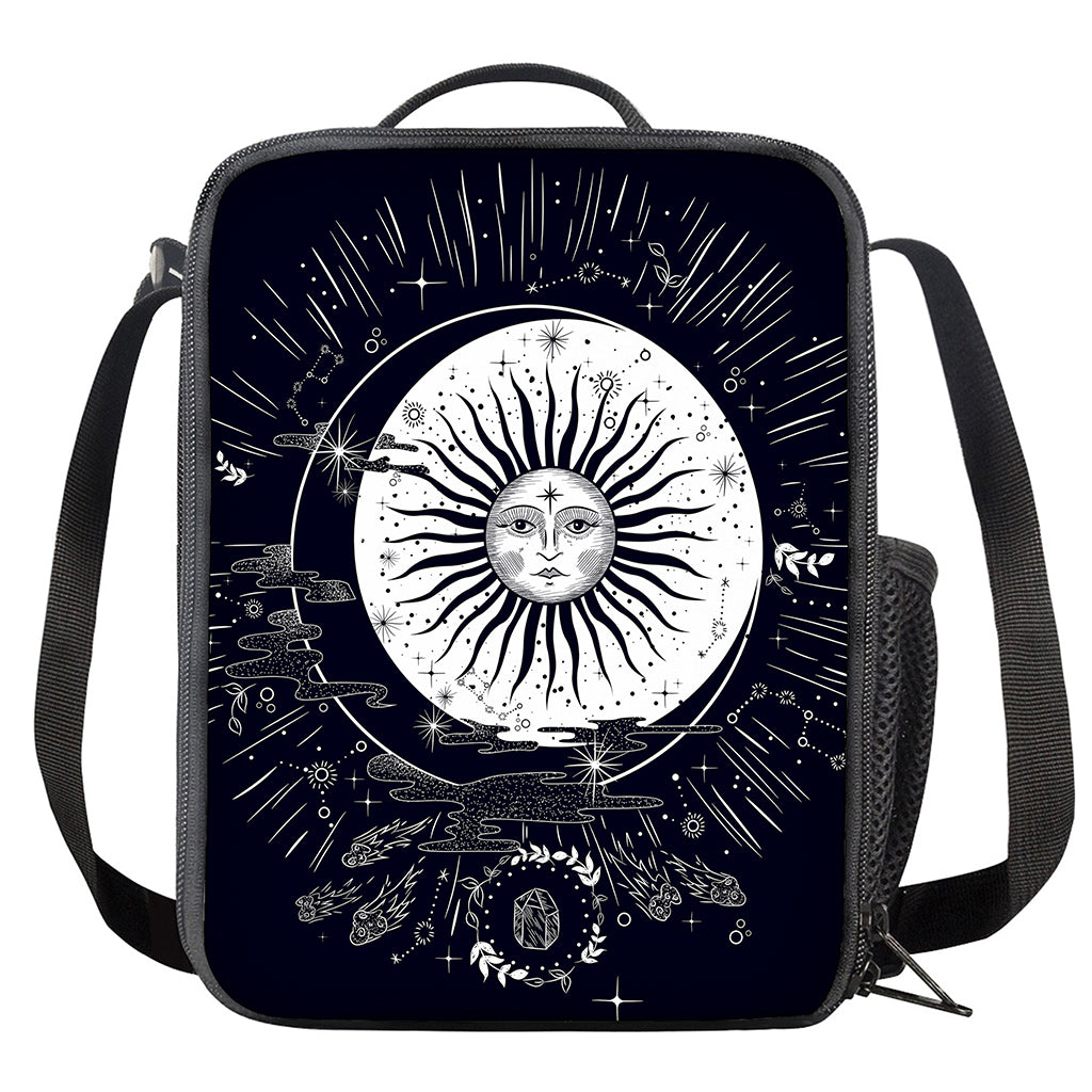 Vintage Celestial Sun Print Crossbody Lunch Bag