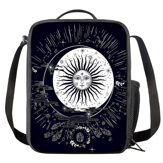 Vintage Celestial Sun Print Crossbody Lunch Bag
