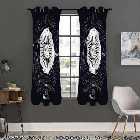 Vintage Celestial Sun Print Curtain