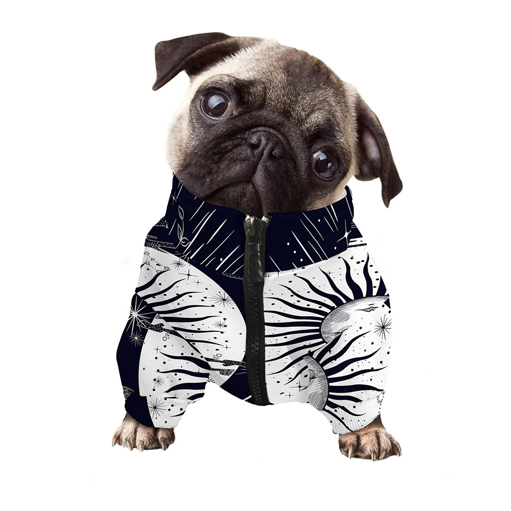 Vintage Celestial Sun Print Dog Zip Up Jacket