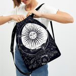 Vintage Celestial Sun Print Drawstring Backpack