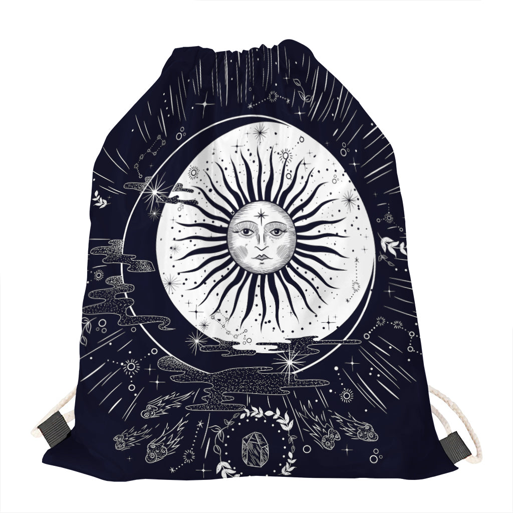 Vintage Celestial Sun Print Drawstring Bag