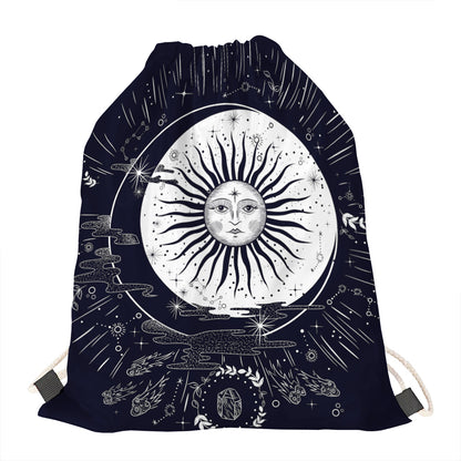 Vintage Celestial Sun Print Drawstring Bag