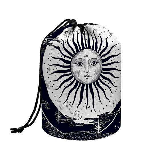 Vintage Celestial Sun Print Drawstring Makeup Bag