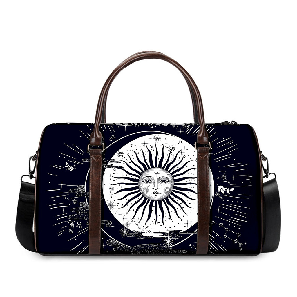 Vintage Celestial Sun Print Duffle Bag