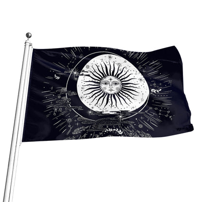 Vintage Celestial Sun Print Flag