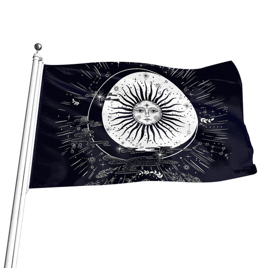 Vintage Celestial Sun Print Flag